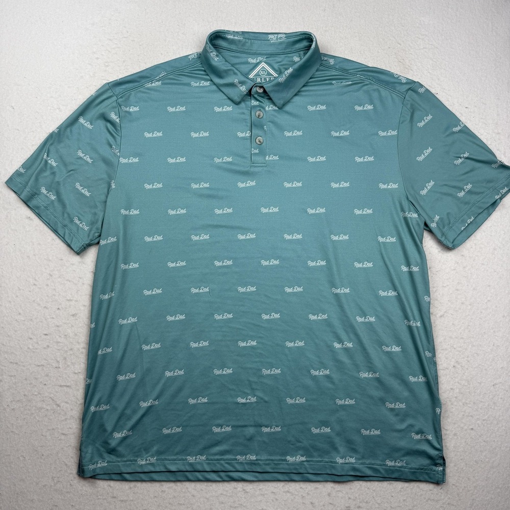 Burlebo Polo Shirt Mens XL Green Rad Dad Print Golf Performance Stretch Tech